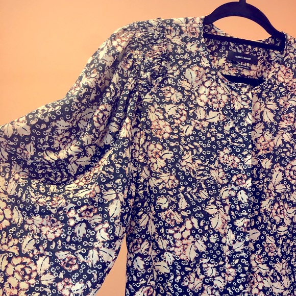 Isabel Marant silk puff floral long sleeve button down blouse size 34 (XS) - Picture 5 of 6